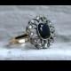 Amazing Vintage 18K Yellow Gold Diamond Halo and Sapphire Ring Engagement Ring - 2.36ct.