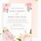 PRINTABLE Wedding Invitation - Romantic Watercolor Peonies and Roses Wedding Invitation -  Blush Pink Peonies Floral Wedding Invitation
