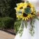 Sunflower bridal bouquet! Sunflower, yellow, grey, white, wedding bouquet, bride bouquet