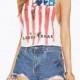 2017 summer new style fashion sexy strapless flag printed t low waist tank top - Bonny YZOZO Boutique Store