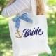 Tote Bags for Bride and Bridesmaids Nautical Wedding Bag - Bridal Party Bags Gift for Bridesmaids Wedding or Bridal Shower (Item - BNB200)
