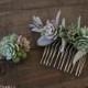 Get Both-Handmade Succulents Asymmetrical Side Comb & Mini Succulents Alligator Hair Clip (faux succulents)- FOR SUCCULENT LOVERS :)