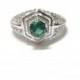 Vintage Synthetic Emerald Ring Sterling Size 7