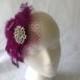 Plum fascinator, plum feather hair comb, bridesmaid hair clip, wedding hair accessories, Gatsby feather fascinator,