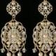 Bridal earrings - Chandelier earrings - Bridal pearl earrings - Style Love and Lace Wedding  Earrings with Swarvski Crystal