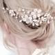 Bridal hair comb, gold comb, floral hair comb, gold hair accessories, pearl hair vine, flower comb, wedding accessories