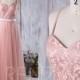 2017 Blush Mesh Bridesmaid Dress, Sweetheart Lace Wedding Dress, Spaghetti Straps Prom Dress, A Line Evening Gown Floor Length (XS012)