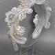Bridal Headband-White Bridal Headband-Pearl Alencon Lace Headband-Sequin Headband-Glitter Flower Headband