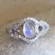 Art Deco Oval Moonstone Ring- Cabochon Moonstone Promise Ring- Edwardian Wedding Swirl Ring- Moonstone Sterling Silver Ring- June Birthstone