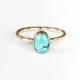 14k gold rustic turquoise engagement ring, gold turquoise ring, rustic engagement ring