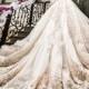 Luxury Cathedral/Royal Train Muslim Wedding Dress Vintage Lace Long Sleeve Ball Gown Wedding Dress