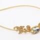 Gold bridal headband crystal jewel antique style ornate French rococo wedding hair accessory golden headpiece emg