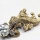 Bridal hair clip brass crystal barrette wedding hair accessory Vintage style French Baroque glamour rhinestone antique