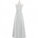 Silver Azazie Cherish - Floor Length Halter Chiffon Keyhole Dress - The Various Bridesmaids Store