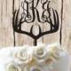 Deer Antlers Three Monogram Letters Wedding Cake Topper Doe and Buck  MADE In USA…..Ships from USA
