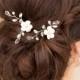 Hand Beaded Flower Hair Pin, Flower Hair Pin, Bridal Hairpins, Wedding Hair Pins, Beaded Hair Pins, Flower Hairpins ~ "Lana" Small