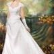 Charming A-line Straps Beading Lace Hand Made Flowers Sweep/Brush Train Satin Wedding Dresses - Dressesular.com