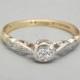 Vintage Diamond Engagement Ring 1920s 0.17ct Diamond Solitaire 18K Gold And Platinum Wedding Ring Estate Ring Antique Diamond Ring Size 7
