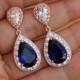 rose gold earring sapphire earrings rose gold blue earrings bridal earring bridal jewelry wedding earring bridesmaid earring