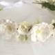 Ivory Flower Crown- Wedding Flower Halo- White floral headpiece-  Bridal Hair Accessory- Flower Girl Headband- First communion crown