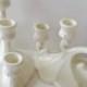 Weddings Decor - Candle Holder Set -Three Tier -  White High Gloss Glaze-   Mark 408 Vintage Pottery