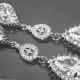 Cubic Zirconia Chandelier Bridal Earrings Teardrop CZ Silver Earrings Bridal Crystal Jewelry Wedding CZ Earrings Bridal Bridesmaids Jewelry - $36.50 USD