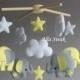 Baby Mobile, Elephant Mobile, Yellow and Grey Nursery Decor, Elephant nursery, Baby Crib Mobile, Elephant Mobile Hanging, Baby shower gift
