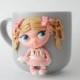 Blythe Mug Decorated Mug  Doll in the style of Blythe Polymer Clay Ceramic Cup Personalized Gift Gift for Sister Gift for Daughter