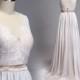 Backless V Open Lace Wedding Dress Handmade Ivory Champagne Chiffon Vintage Long Wedding Gown/Bridal Dress,Plus Size Dresses For Wedding