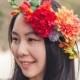 Flower crown, floral crown,silk flowers,autumn flower crown,dahlia,carnation, freesia,hair wreath,wedding hair accessories,bridal headpiece