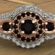 Black Diamond Engagement Ring - Vintage Inspired Milgrain - 14k Rose and White Gold Two Tone - An Original Design by Charles Babb