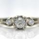 Vintage Estate Old European Cut Diamond Journey Wedding Engagement Ring 14k White Gold Size 6.25