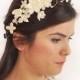 white head wreath. Wedding flower crown, Hair floral crown, Wedding Hairpiece, Rustic Head Wreath, wedding Accessories - $64.00 USD