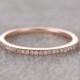 Thin design,Diamond Wedding Ring,Solid 14K Rose gold,Anniversary Ring,Half Eternity Band,stackable ring,milgrain,Matching band,Micro pave