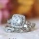 2.05 ct.tw Leaf & Vine Art Deco Halo Bridal Set Ring-Brilliant Cut Diamond Simulant-Wedding Set Ring-Solid Sterling Silver [65242-2]