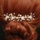 Bridal Hair Comb Wedding Hair Vine Rose Gold Hair Com Pearls Beach Wedding Hair Comb Bridal Leaf Hair Comb Flower Hair Piece One of a Kind - $42.00 USD