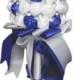 Handmade Royal Blue  White Satin Rose Bridal Wedding Bouquet Flower Girl Bridesmaid Holding Flowers Crystal Accents