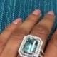 Aquamarine Engagement Ring, Diamond Cocktail Ring, Huge Diamond Ring, Aquamarine and Diamond Ring, Aquamarine Diamond Ring.