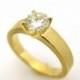 Solitaire engagement ring, 18k yellow gold ring, Modern diamond ring, Round diamond engagement ring, Unique engagement ring, 18k gold ring