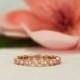 Art Deco Full Eternity Ring, Marquise Wedding Band, Delicate Engagement Ring, Man Made Diamond Simulant, Sterling Silver, Rose Gold Plated