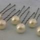 6 Ivory 10mm Swarovski Crystal Pearl Hair Pins