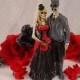 Halloween Custom Fall Day Of The Dead Steampunk Couple Wedding cake topper-Goth Bride and Groom- Mr and Mrs Spooky Glam Party  Decorations-1