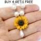 Sunflower Necklace - Bridal jewelry in yellow with pearls