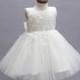 White Lace and Tulle Flower Girl Dress with Ribbon (3 months-8)