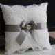 Gray Ring Bearer Pillow & Flower Girl Basket  Gray Wedding Basket   Gray wedding Pillow  White Pillow Basket Set  Gray trow pillow - $28.00 USD