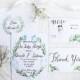 Watercolor Botanical Wedding Invitation, Calligraphy Wedding Invitation, Handmade Wedding Invitation, Hand letter wedding invitation