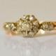 Engagement Ring Antique Mine Cut Diamond 18kt Gold Diamond Cluster Ring 1850s Size 5 3/4