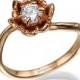 Flower Ring Rose gold ring White Sapphire Ring Sapphire Ring Flower Engagement Ring Engagement RIng Gem Ring Gemstone Ring Gift Promise ring