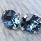 Navy Blue Swarovski Stud Earrings, Crystal Rhinestone Stud Earrings, Post Earrings, Silver Round Crystal Studs, Bridesmaid Gifts, Gift