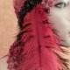 Gatsby Goddess Red & Black Feather Illusion Jewel Mesh Black Sequined Bridal Headpiece Wedding Party Costume